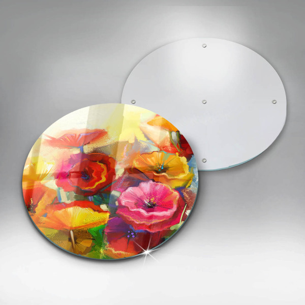 Protection plaque induction Fleurs colorées peintes