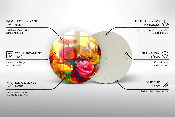 Protection plaque induction Fleurs colorées peintes