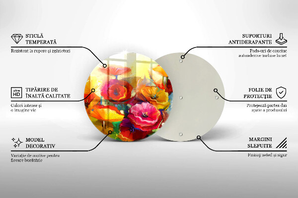 Protection plaque induction Fleurs colorées peintes