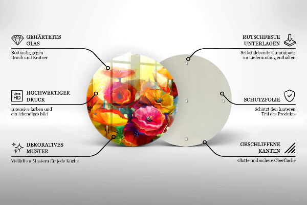 Protection plaque induction Fleurs colorées peintes