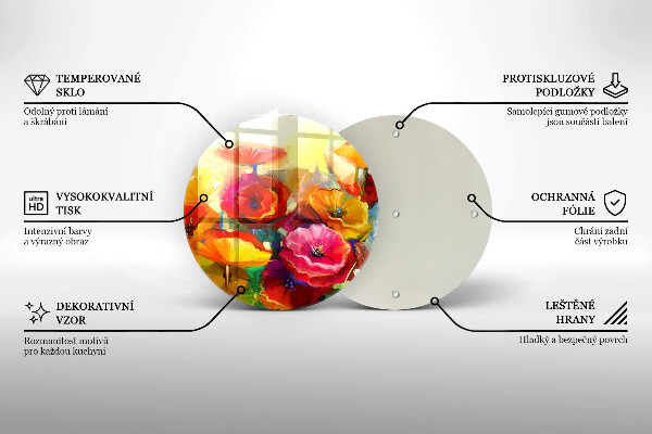 Protection plaque induction Fleurs colorées peintes