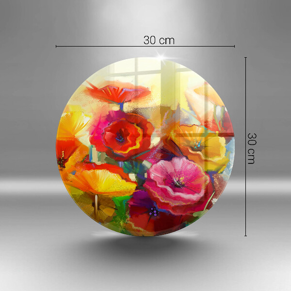 Protection plaque induction Fleurs colorées peintes