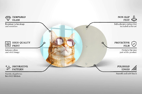 Protection plaque induction Chat rouge avec des lunettes