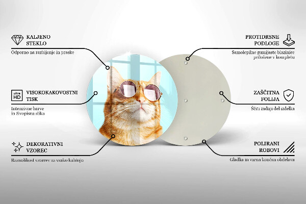 Protection plaque induction Chat rouge avec des lunettes