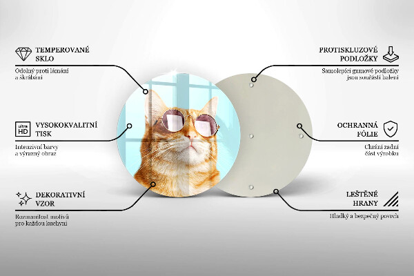 Protection plaque induction Chat rouge avec des lunettes