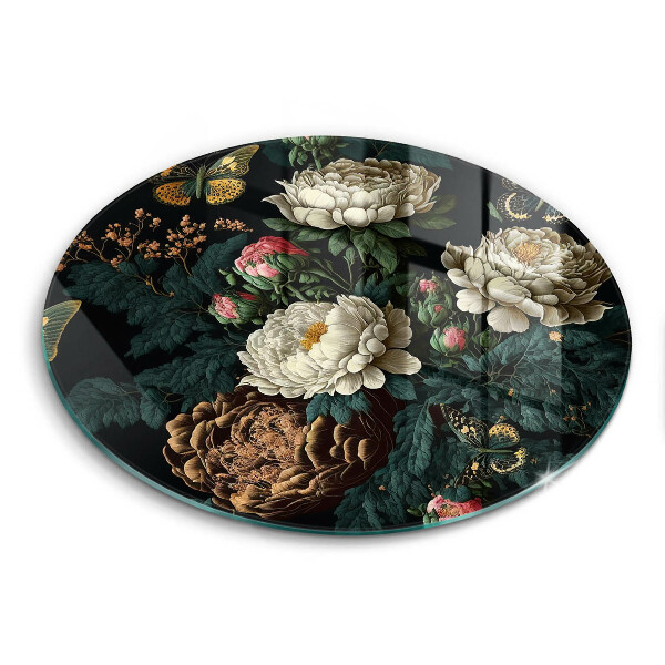 Protection plaque induction Fleurs de pivoine vintage