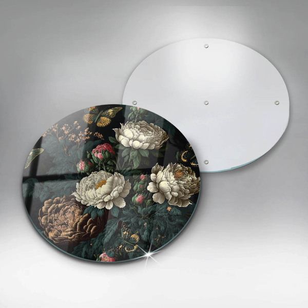 Protection plaque induction Fleurs de pivoine vintage