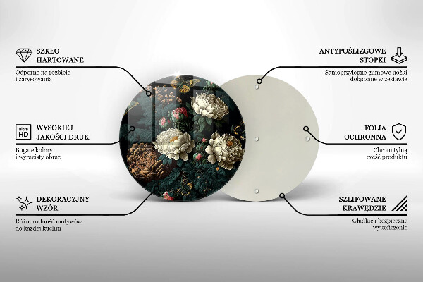 Protection plaque induction Fleurs de pivoine vintage