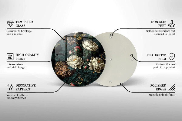 Protection plaque induction Fleurs de pivoine vintage