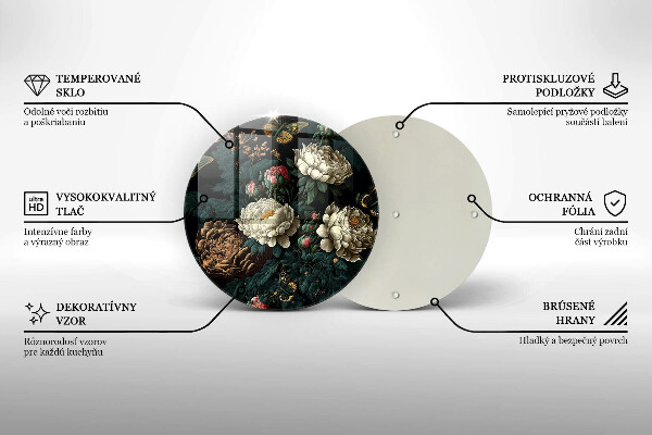 Protection plaque induction Fleurs de pivoine vintage