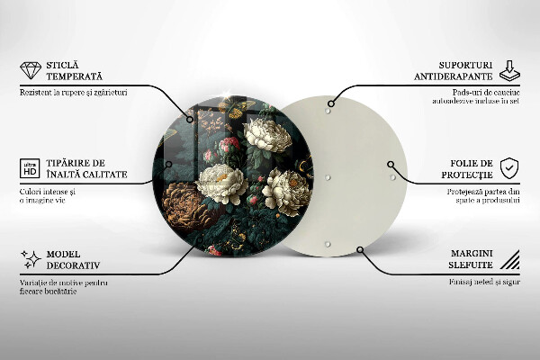 Protection plaque induction Fleurs de pivoine vintage