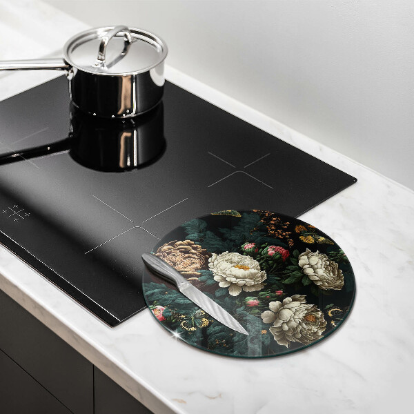 Protection plaque induction Fleurs de pivoine vintage