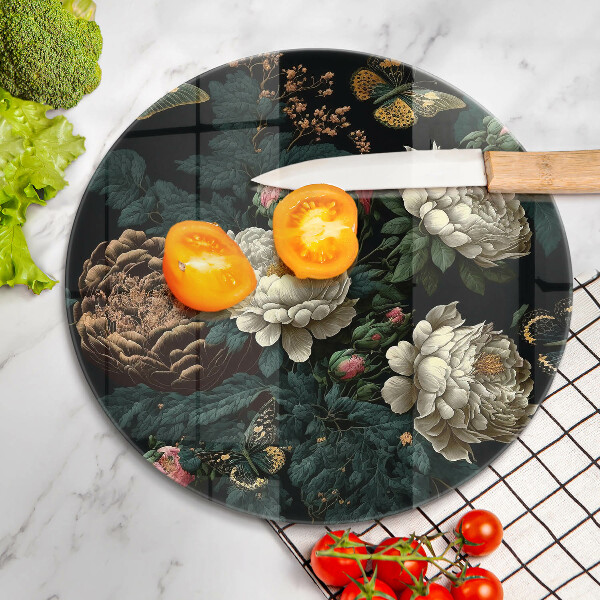 Protection plaque induction Fleurs de pivoine vintage