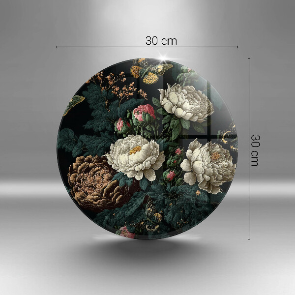 Protection plaque induction Fleurs de pivoine vintage