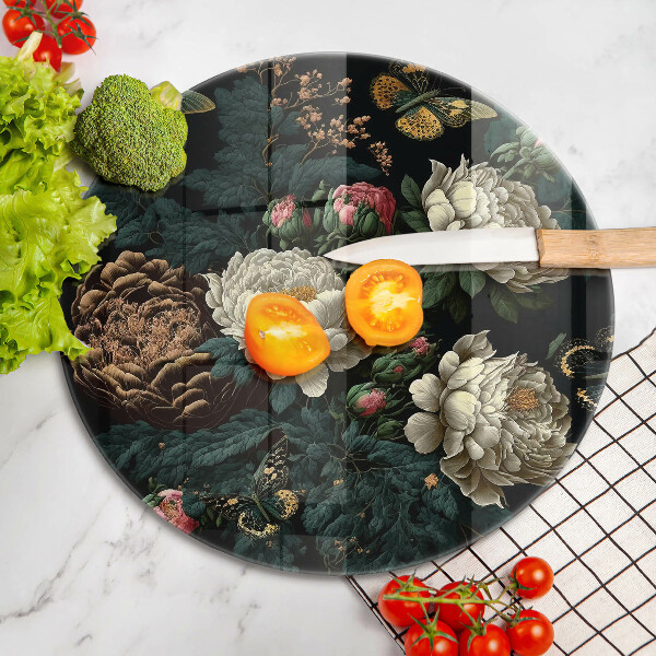 Protection plaque induction Fleurs de pivoine vintage