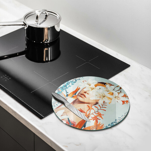 Protection plaque induction Femme en fleurs