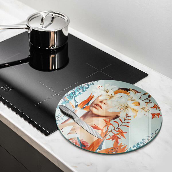 Protection plaque induction Femme en fleurs