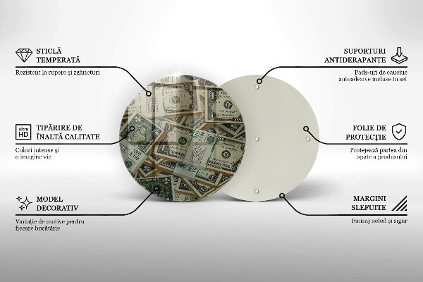 Planche à découper en verre Argent dollars