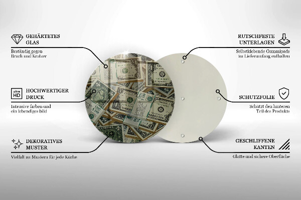 Planche à découper en verre Argent dollars