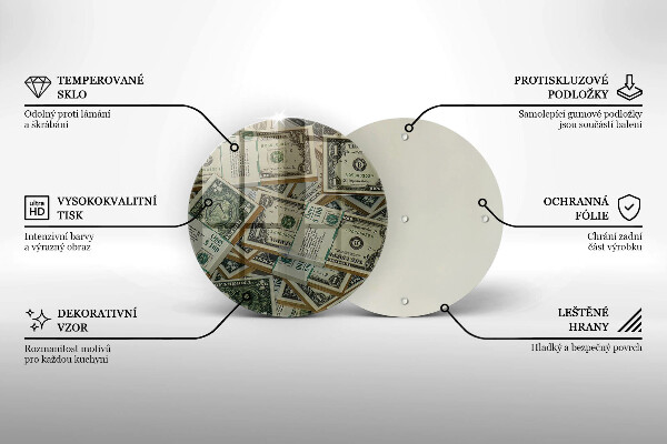 Planche à découper en verre Argent dollars