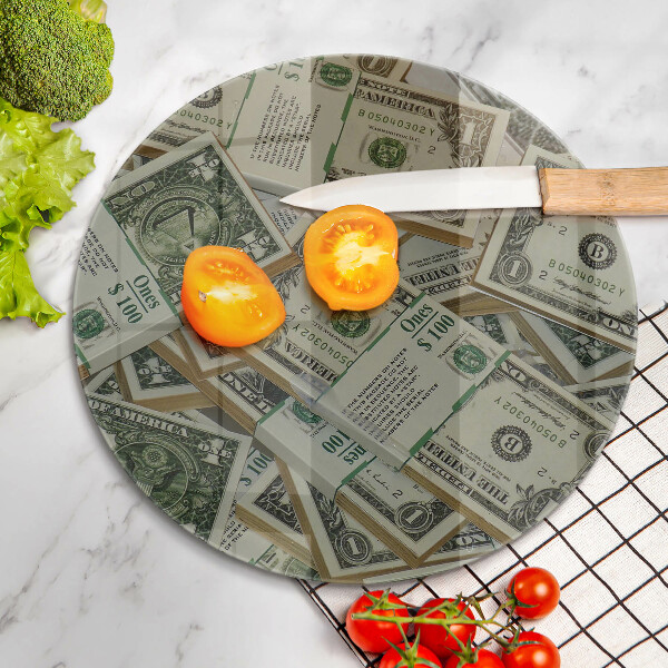 Planche à découper en verre Argent dollars