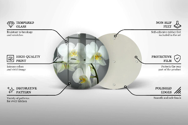 Protection plaque induction Fleurs d'orchidées blanches