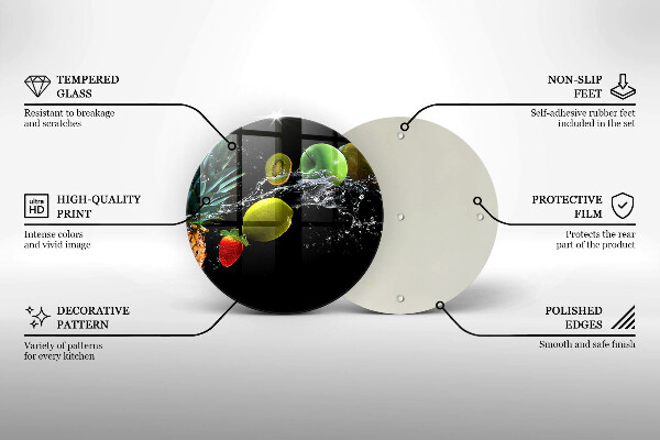 Planche à découper en verre Fruits dans l'eau