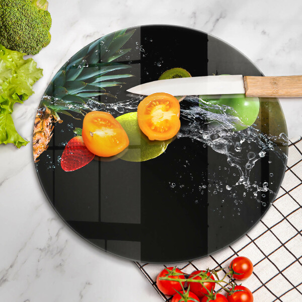 Planche à découper en verre Fruits dans l'eau