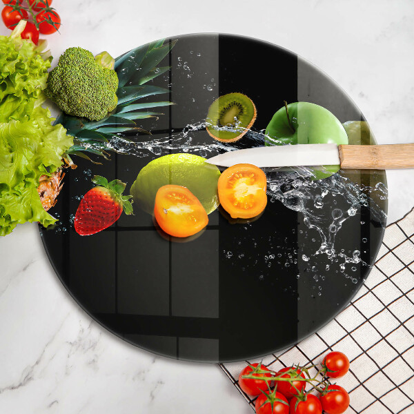 Planche à découper en verre Fruits dans l'eau