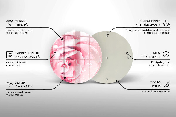 Protection plaque induction Gouttes de rosée et fleur rose