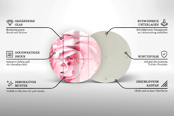 Protection plaque induction Gouttes de rosée et fleur rose