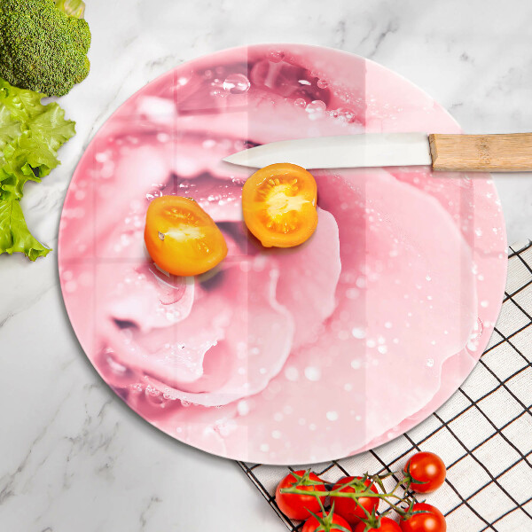 Protection plaque induction Gouttes de rosée et fleur rose