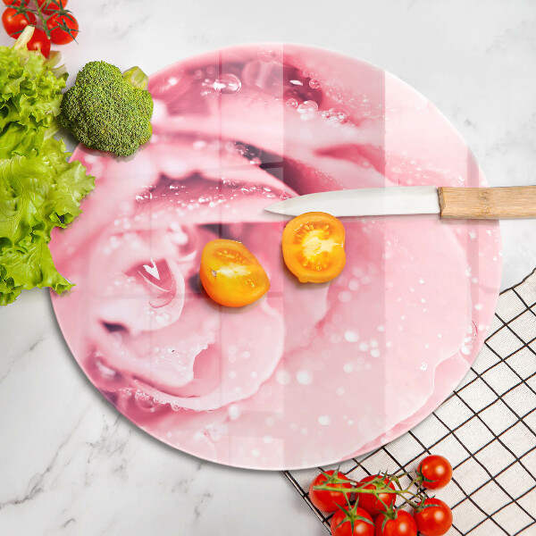 Protection plaque induction Gouttes de rosée et fleur rose