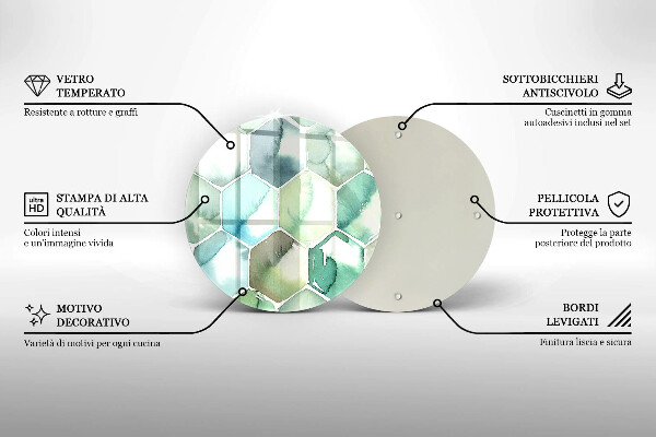 Protection plaque induction Hexagones aquarelle