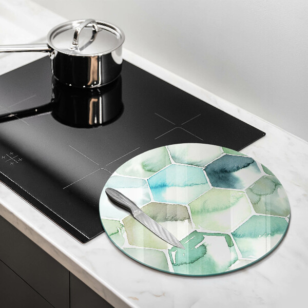 Protection plaque induction Hexagones aquarelle