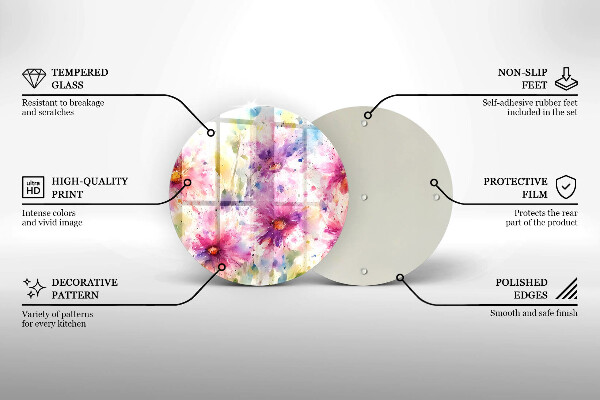 Protection plaque induction Fleurs peintes