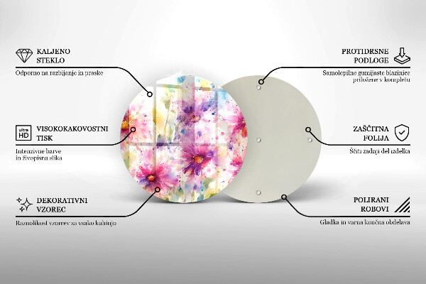 Protection plaque induction Fleurs peintes