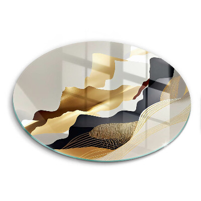 Protection plaque induction Montagnes dorées abstraites