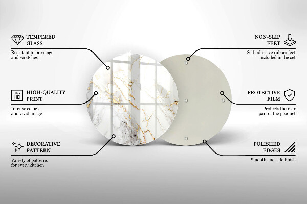 Protection plaque induction Marbre clair avec de l'or
