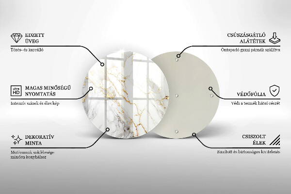 Protection plaque induction Marbre clair avec de l'or