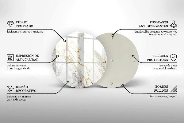 Protection plaque induction Marbre clair avec de l'or