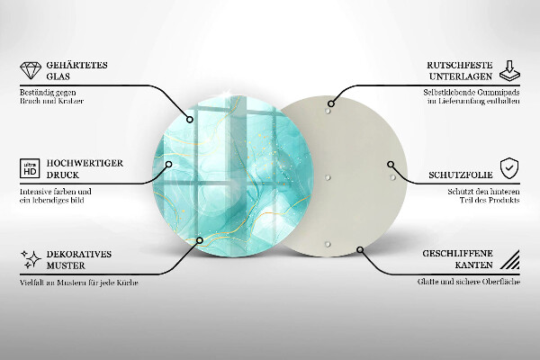 Protection plaque induction Abstraction bleue et dorée