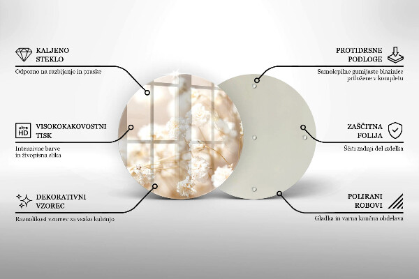 Protection plaque induction Fleurs blanches délicates