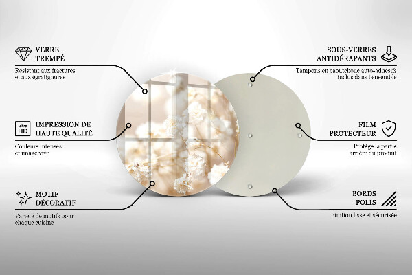 Protection plaque induction Fleurs blanches délicates