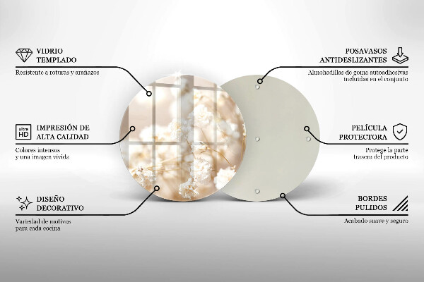 Protection plaque induction Fleurs blanches délicates