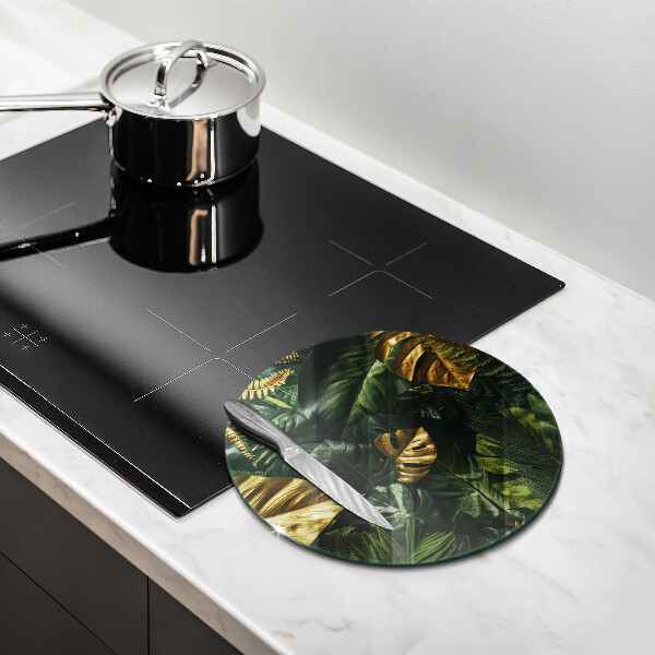 Protection plaque induction Feuilles de monstera dorées