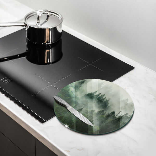 Protection plaque induction Paysage forestier brumeux