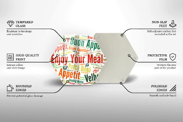 Cache plaque de cuisson Sous-titres Bon appétit langues
