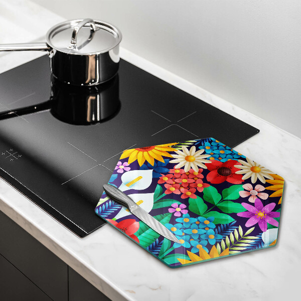 Cache plaque de cuisson Illustration de prairie de fleurs