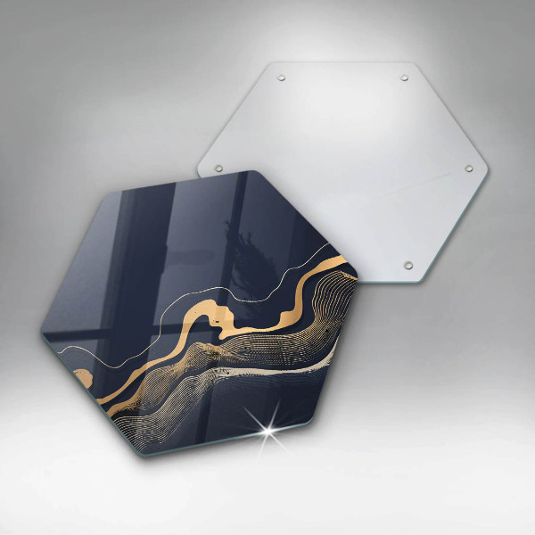 Cache plaque de cuisson Lignes dorées abstraites